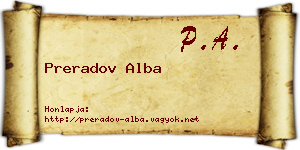 Preradov Alba névjegykártya